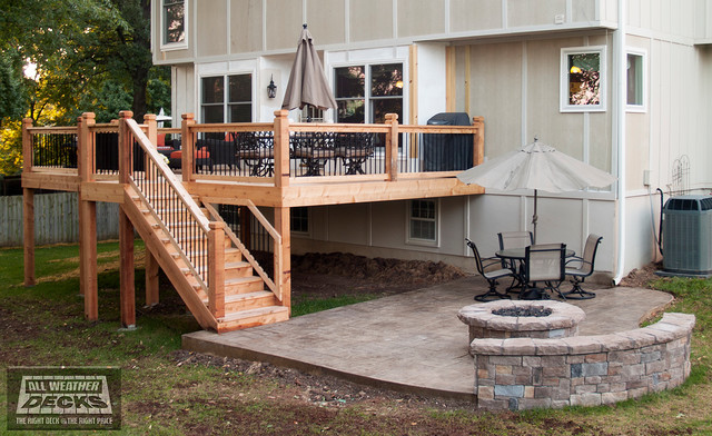 Leeder Cedar Deck In Kansas City With Stamped Concrete Patio And