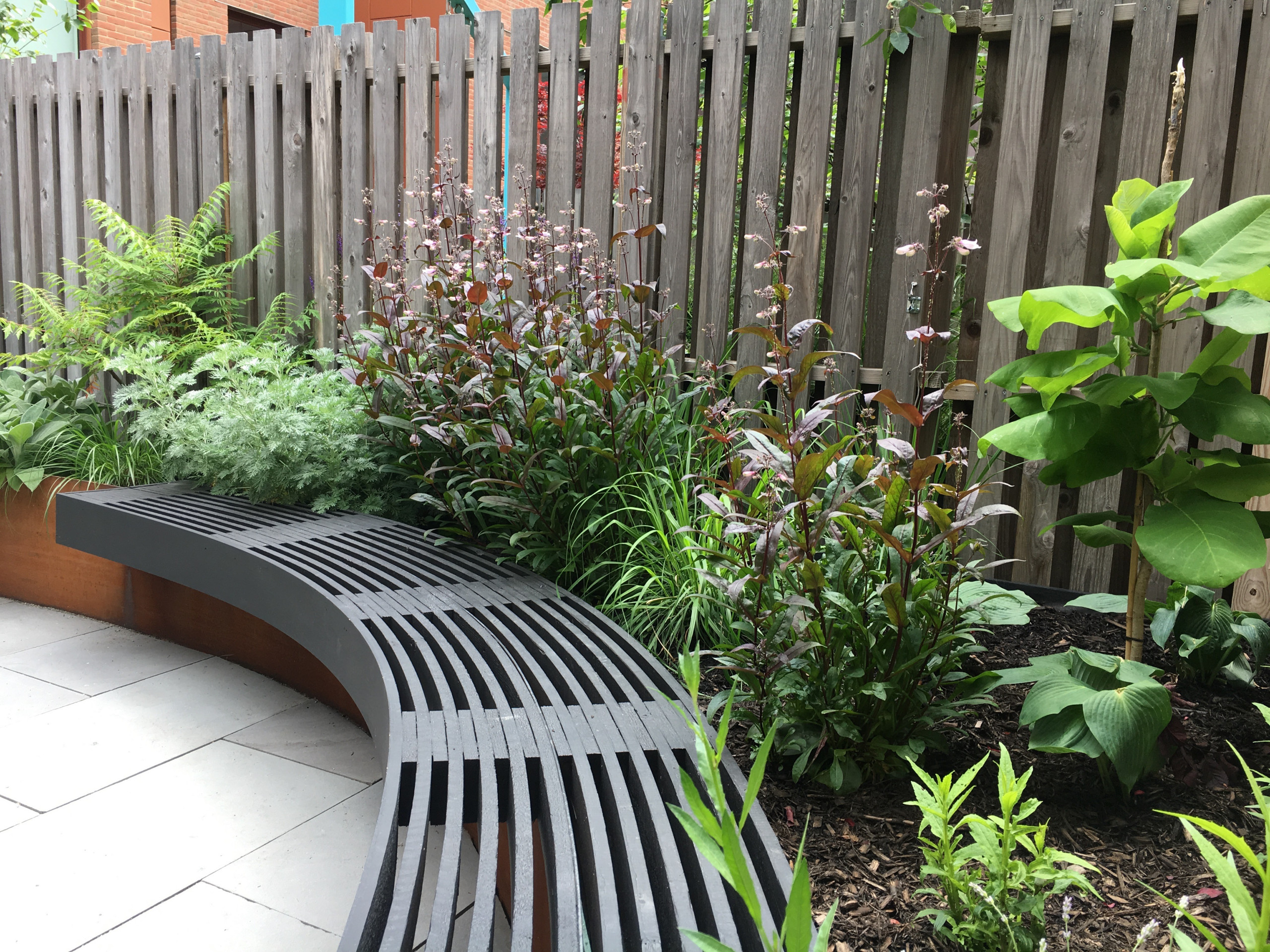 Modern Garden with Curved Corten Border