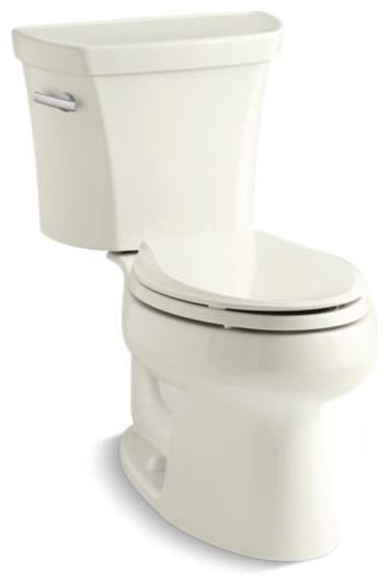 Kohler Wellworth 2-Piece Elongated 1.28 GPF Toilet w/ Left-Hand Lever, Biscuit