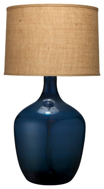 large blue glass table lamp