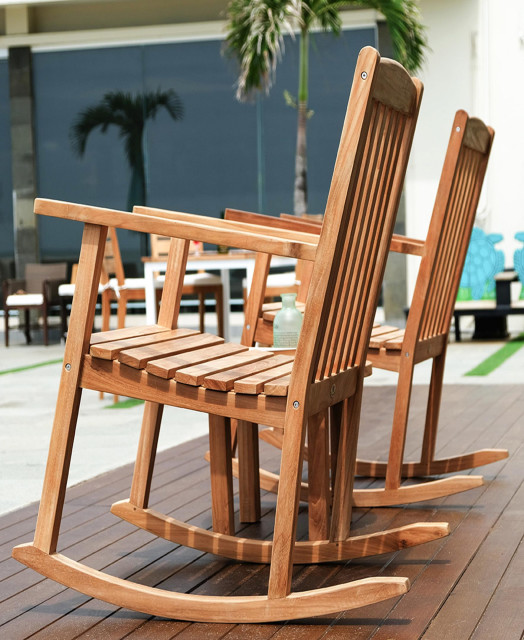 Monterey Teak Outdoor Rocker - Transitional - Outdoor Rocking Chairs ...