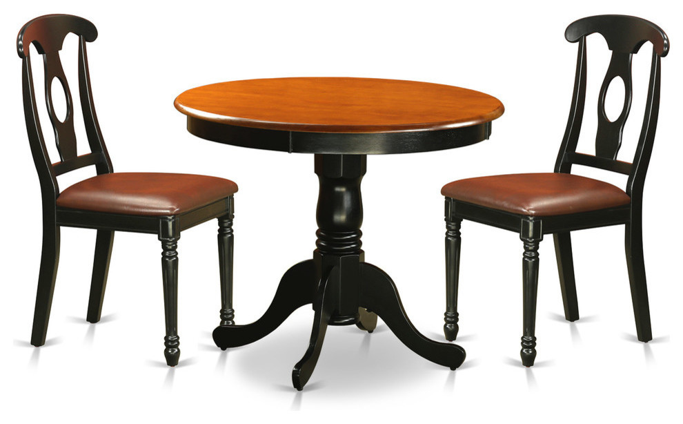 Ethan Dining Table Set, 3 Pieces Traditional Dining Sets by