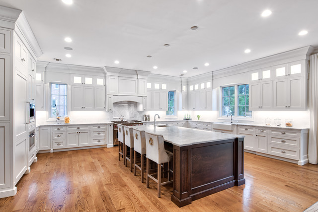 Expansive Transitional Kitchen nyklassisk-koek