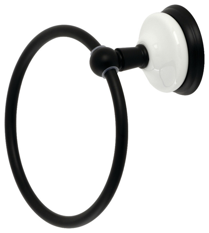 Kingston Brass BA1114MB Victorian Towel Ring, Matte Black Traditional