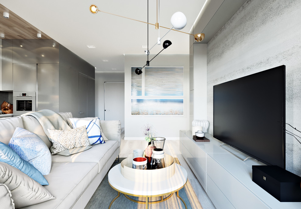 Интерьер объединенных кухни-гостиной