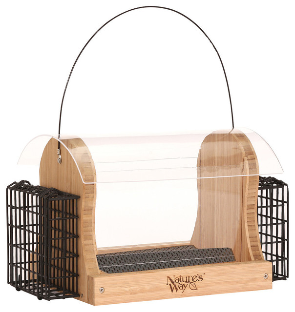 Nature S Way 4 Quart Bamboo Hopper Feeder With 2 Suet Cages