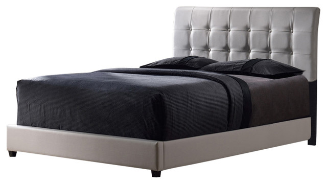 Lusso Twin Bed Set With  Rails- White Faux Leather