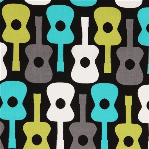 black guitar fabric by Michael Miller from the USA