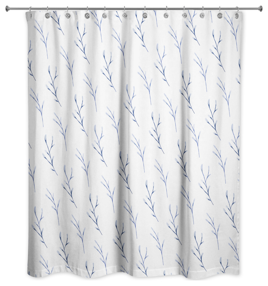 Navy Branches 71x74 Shower Curtain Contemporary Shower Curtains