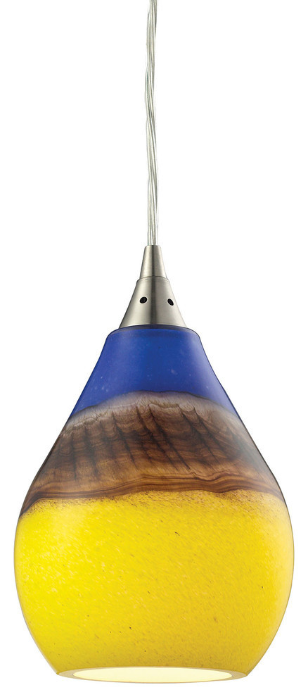 Elk Lighting Dunes Satin Nickel & Sunscape Glass 6'' Wide Mini-Pendant