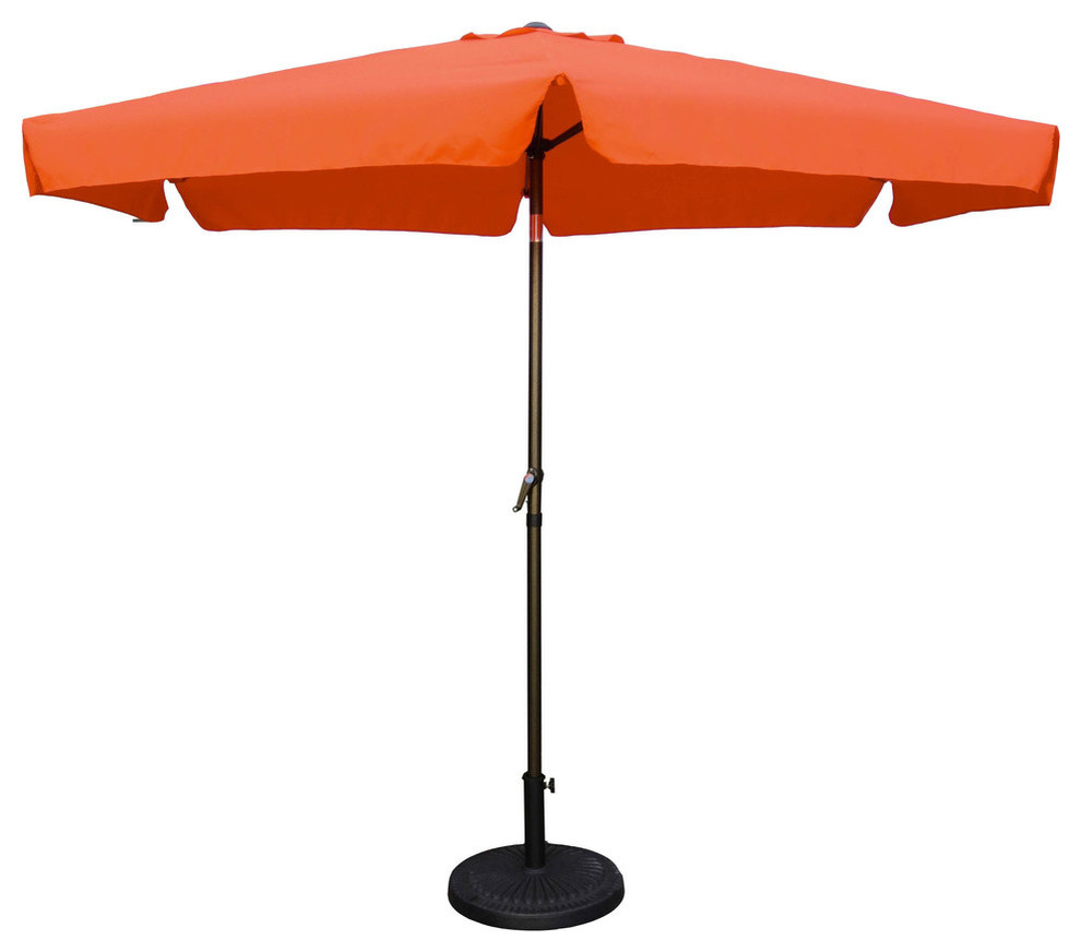 9 Aluminum Polyester Fabric Patio Umbrella And Crank Bronze Tangerine Dream Traditional Outdoor Umbrellas By Homesquare