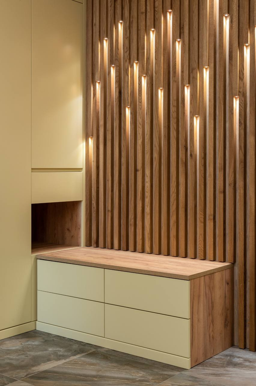 Стеновая панель с подсветкой - Дуб