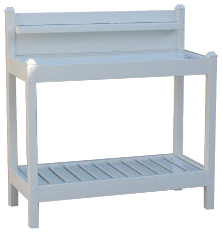 White Pvc Vinyl Potting Bench Outdoor Garden Bakers Rack Beach
