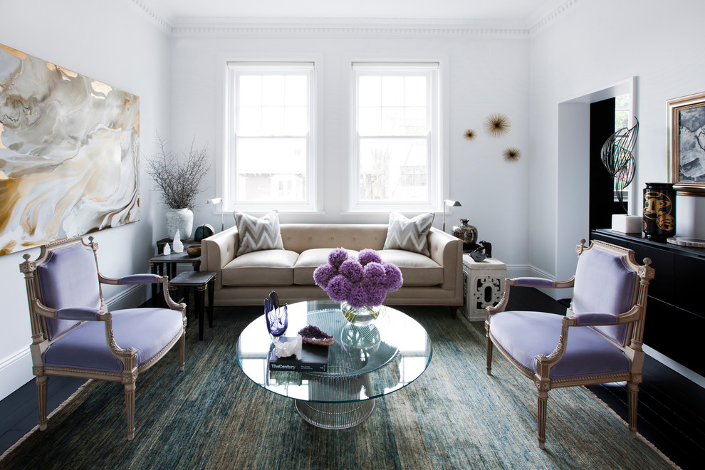 Inspiration for a transitional formal living room in Sydney with white walls.