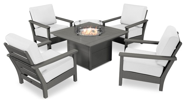 Harbour 5 Piece Conversation Set With Fire Pit Table