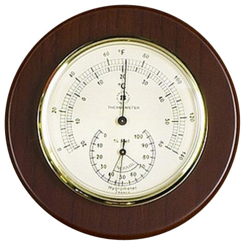 Brass Thermometer/Hygrometer On Cherry Wood - Transitional - Decorative ...