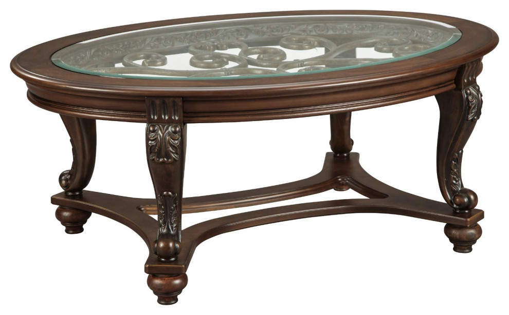 Norcastle Oval Cocktail Table Dark Brown