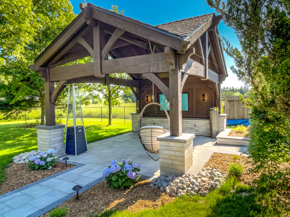 Lehi, UT 3 Gable Outdoor Living Room Pavilion w/TV Privacy Wall