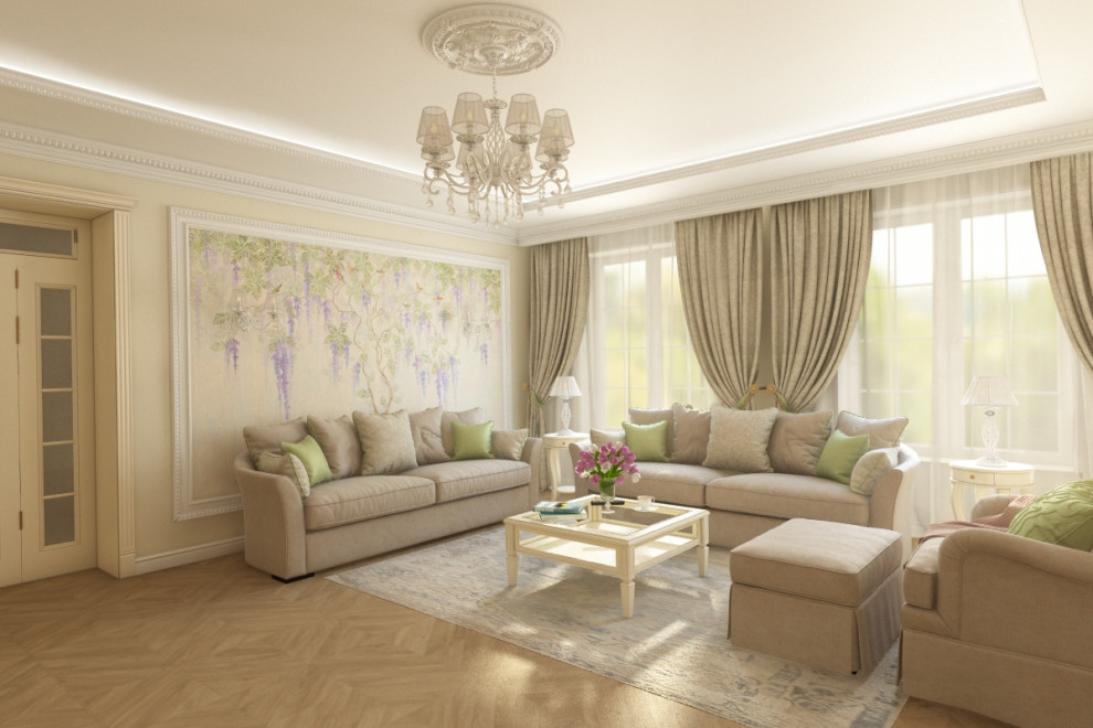 Гостиная в индивидуальном жилом доме пос. Нивенское