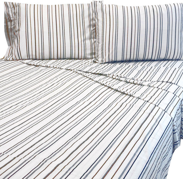 Bentley Bed Sheet Set Striped Bedding, Queen Bed Accessories