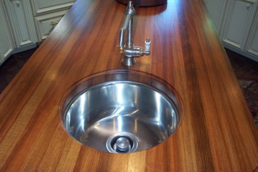 Brizilian Cherry edge grain counter top with undermount sink