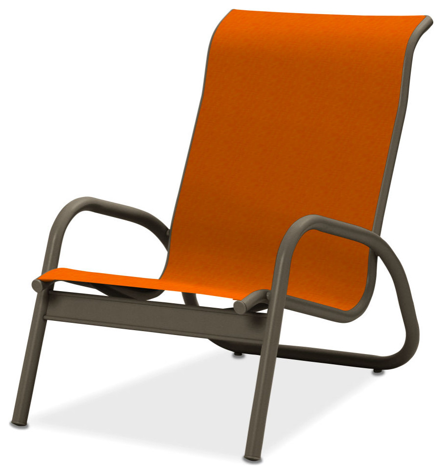 Gardenella Sling Stacking Poolside Chair, Textured Beachwood, Tangerine