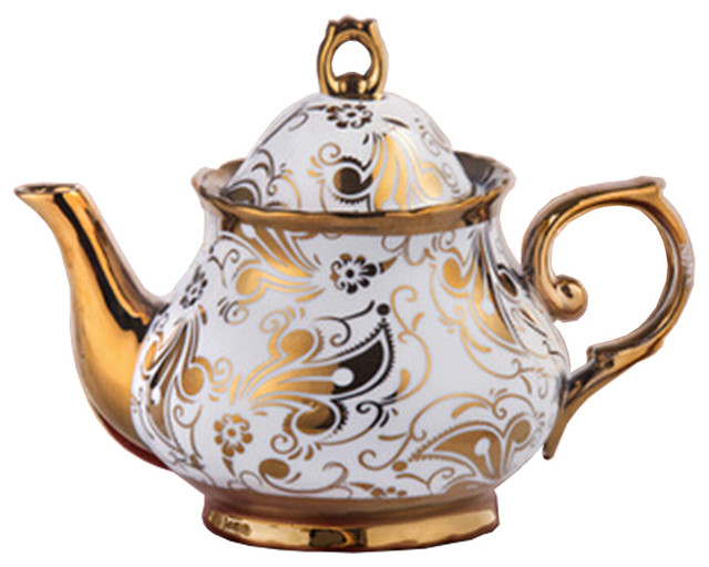 European Style Luxury Ceramic Tea Pot Coffee Pot Traditional