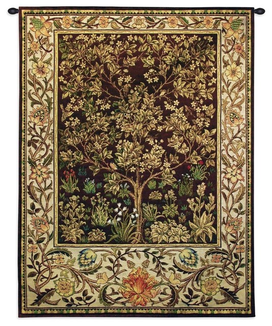 Tree Of Life Umber Small Wall Tapestry Traditional Tapestries by