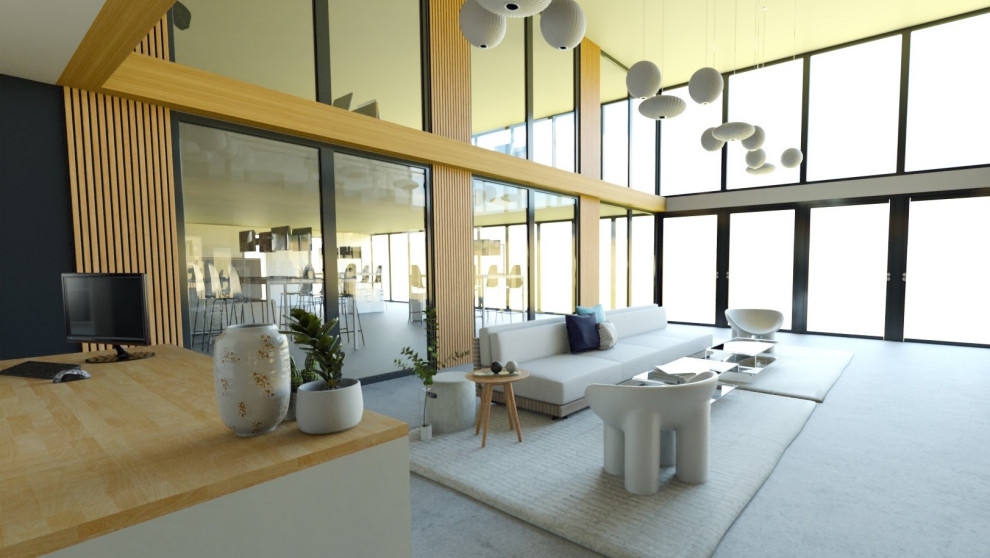 This is an example of an expansive contemporary home office in Marseille.