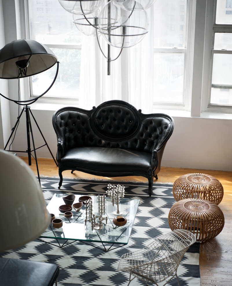 Inspiration for an industrial living room remodel in New York