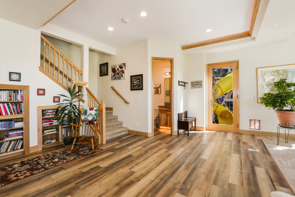 Example of a mountain style basement design in Denver