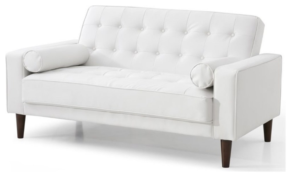 Glory Furniture Andrews Faux Leather Sleeper Loveseat in White