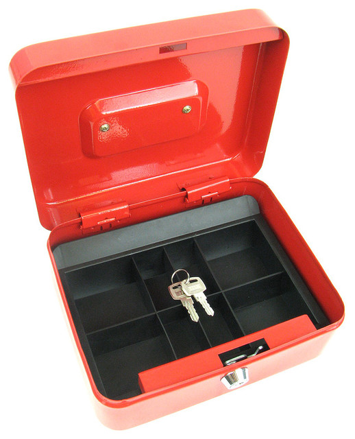 8" Key Lock Cash Box with Coin Tray by Stalwart Contemporary Safes