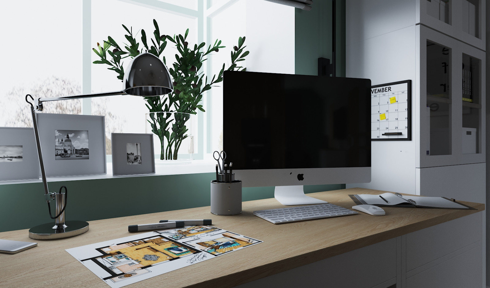 Кабинет, спортуголок и гостевая зона на чердаке дома