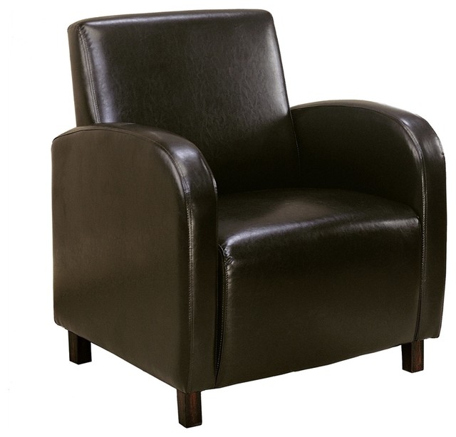Accent Chair Dark Brown LeatherLook Fabric Transitional