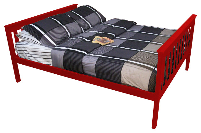 Mission-Style Pine Bed, Tractor Red, Full, Without Safety Rails