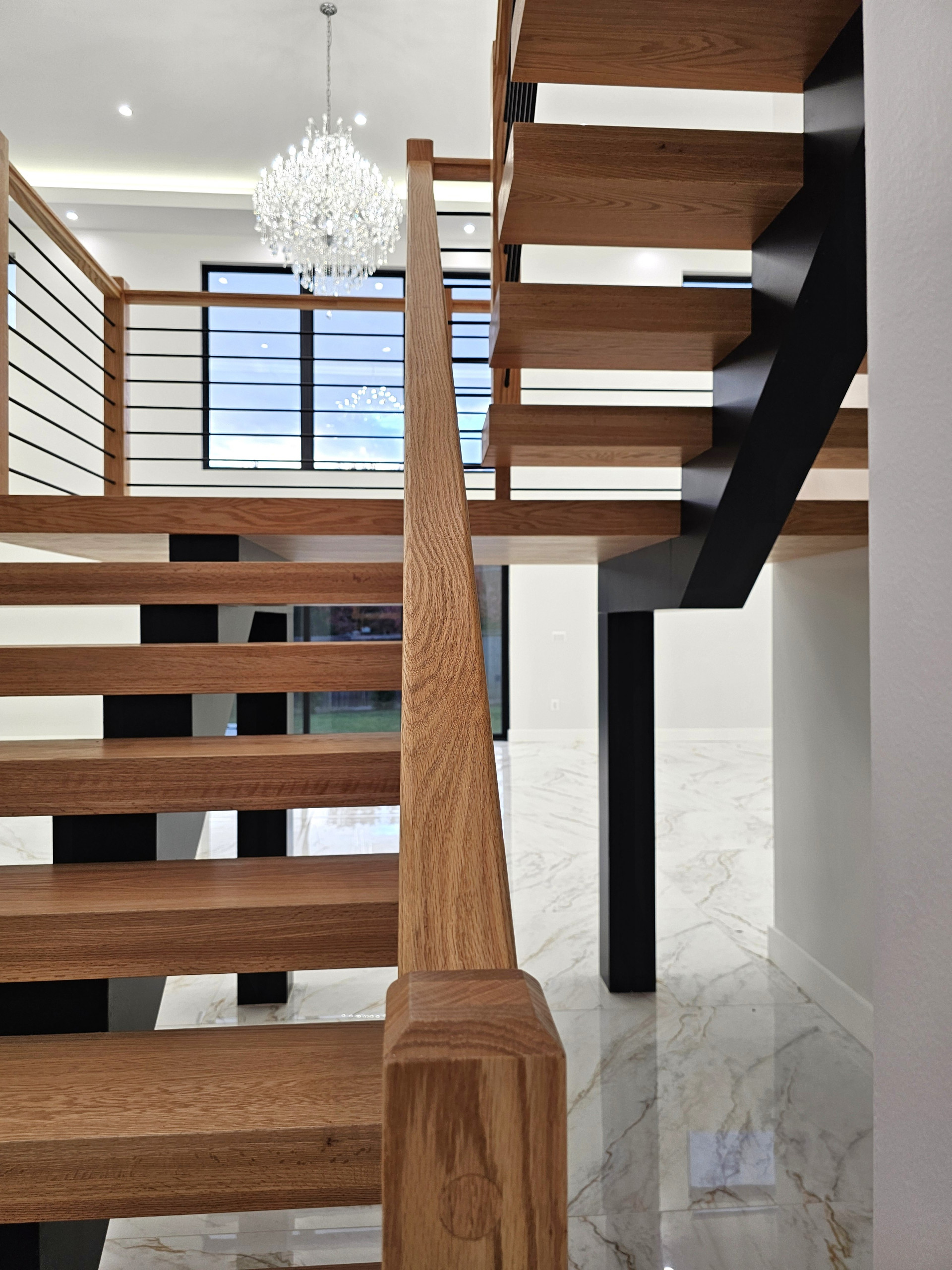 143_Modern Floating Red Oak and Metal Staircase, Sterling, VA