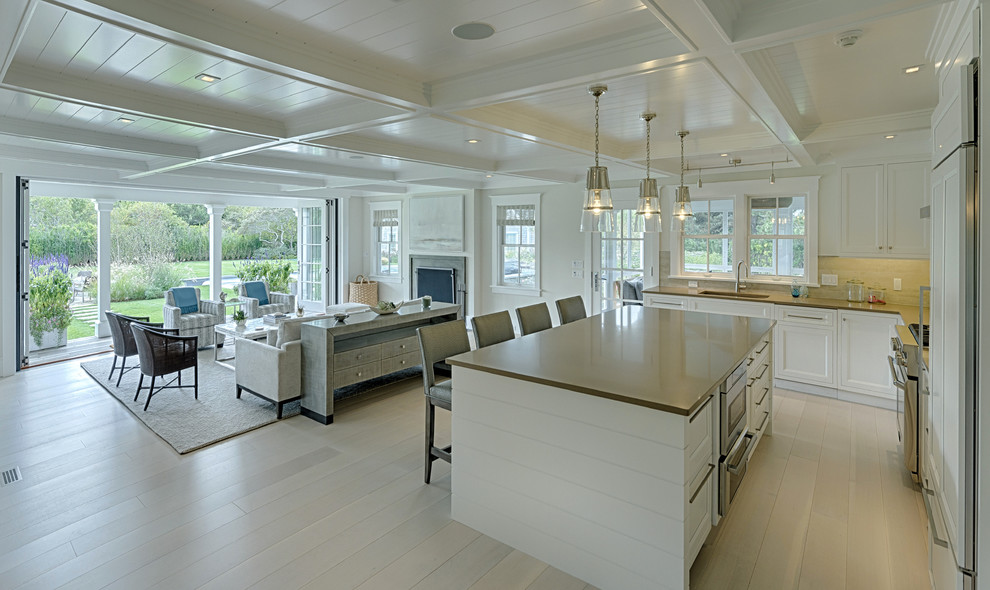 This is an example of a beach style kitchen in Boston.