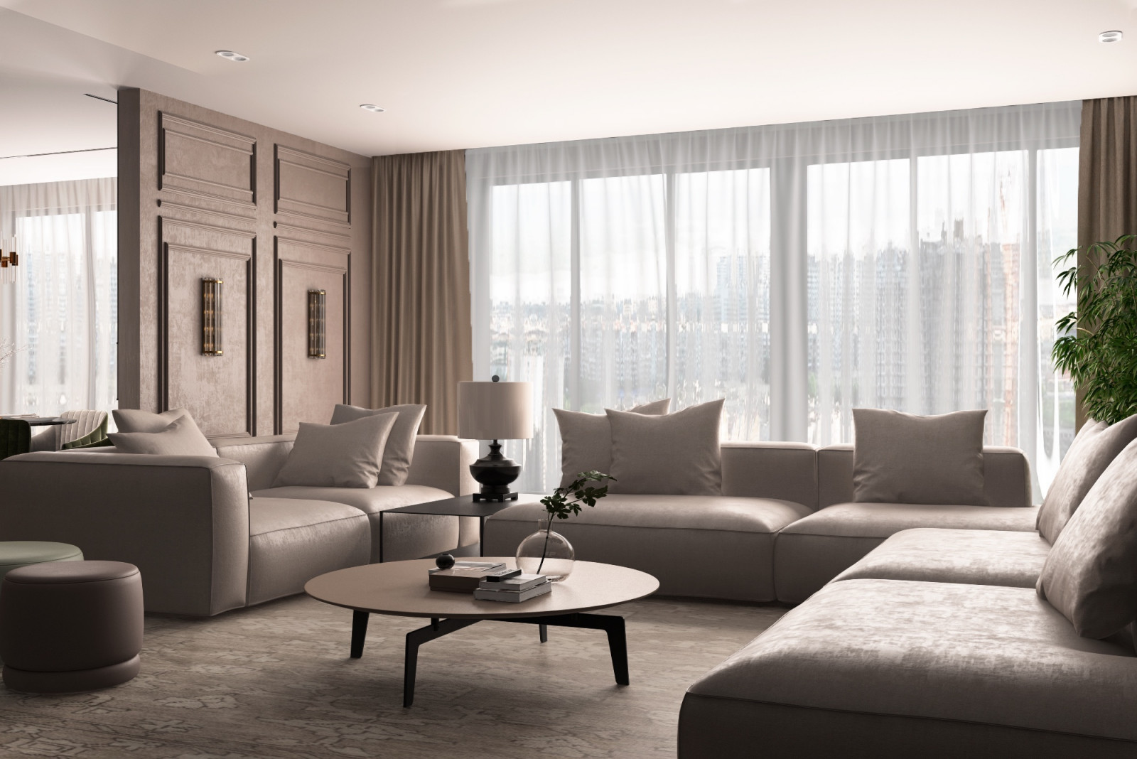 Гостиная с панорамными окнами