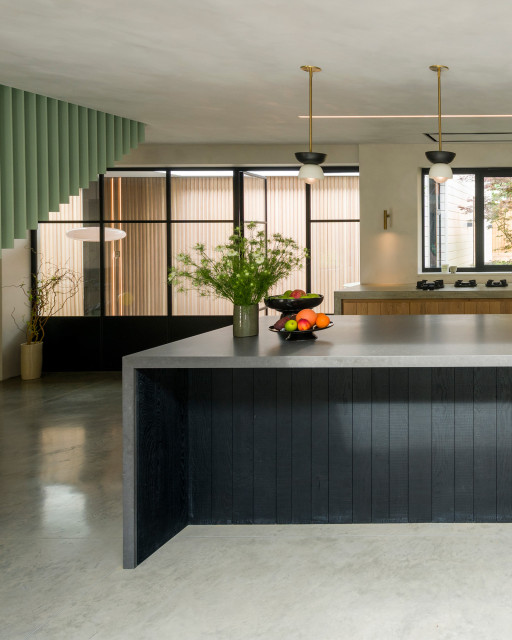 A restaurant inspired mid-century kitchen in Dulwich retro-kitchen
