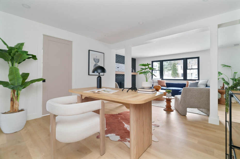 Where Work Meets Comfort: A Sunlit Office & Cozy Fireside Lounge