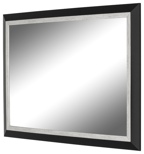 Matte Black Nickel Trim Mirror, Brushed Nickel Rectangular Bathroom Mirror