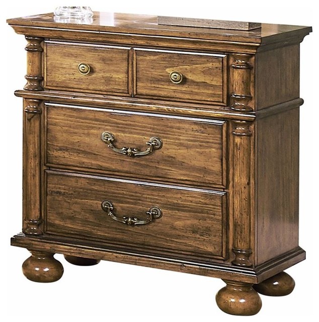 Colton Country Western 3 Drawer Nightstand In Antique Pine Traditional Nightstands And Bedside Tables By Amoc Drawer Nightstand In Antique Pine