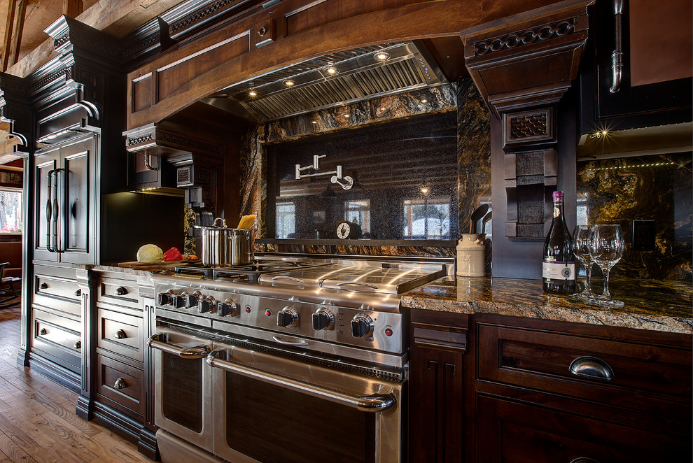 Example of a mountain style kitchen design in Edmonton