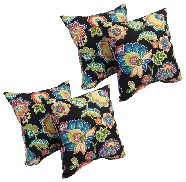 17" Square Polyester Outdoor Throw Pillows, Set of 4, Dejana Starling