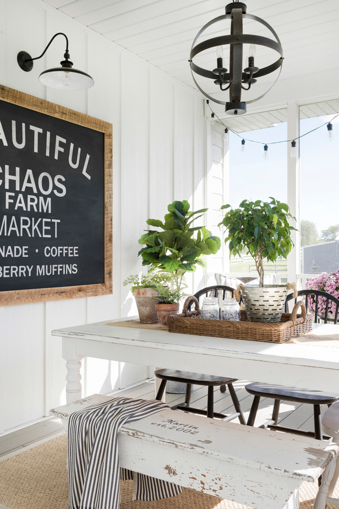 Inspiration for a country screened-in back porch remodel in Minneapolis