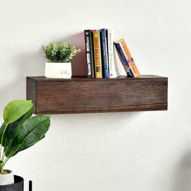 Welland 6 High Dylan Rustic Floating Shelf Reclaimed Wood Wall Transitional Display And Shelves By Houzz - Barn Wood Wall Floating Shelves