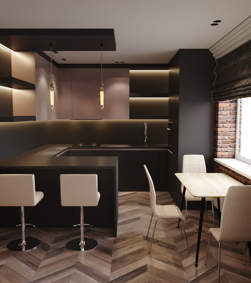 Кухня в стиле лофт для загородной жизни