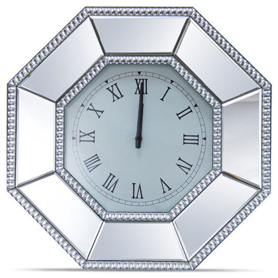 Mirrored Wall Clock alico michael amini montreal octagonal mirrored wall clock Mirrored Wall Clock alico michael amini montreal octagonal mirrored wall clock