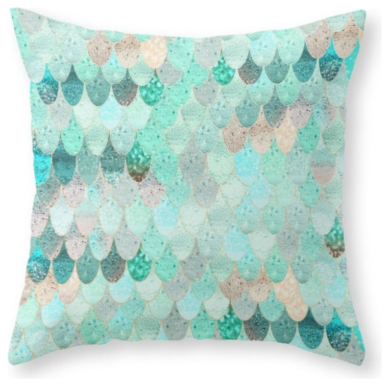 Summer Mermaid Couch Throw Pillow - Cover (18  x 18 ) with pillow insert - Indoo